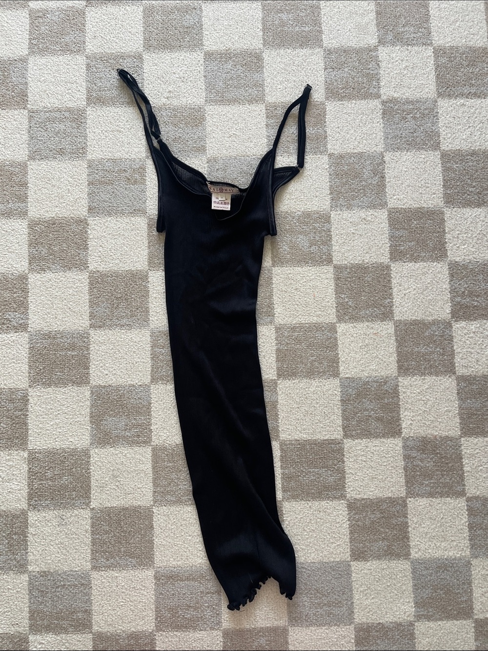 Black Ribbed Stretchy silk top with Adjustable Straps